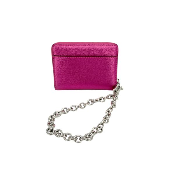 KATE SPADE Natasha Metallic Pebbled Leather Chain Compact Wristlet Bikini Pink - Picture 7 of 13
